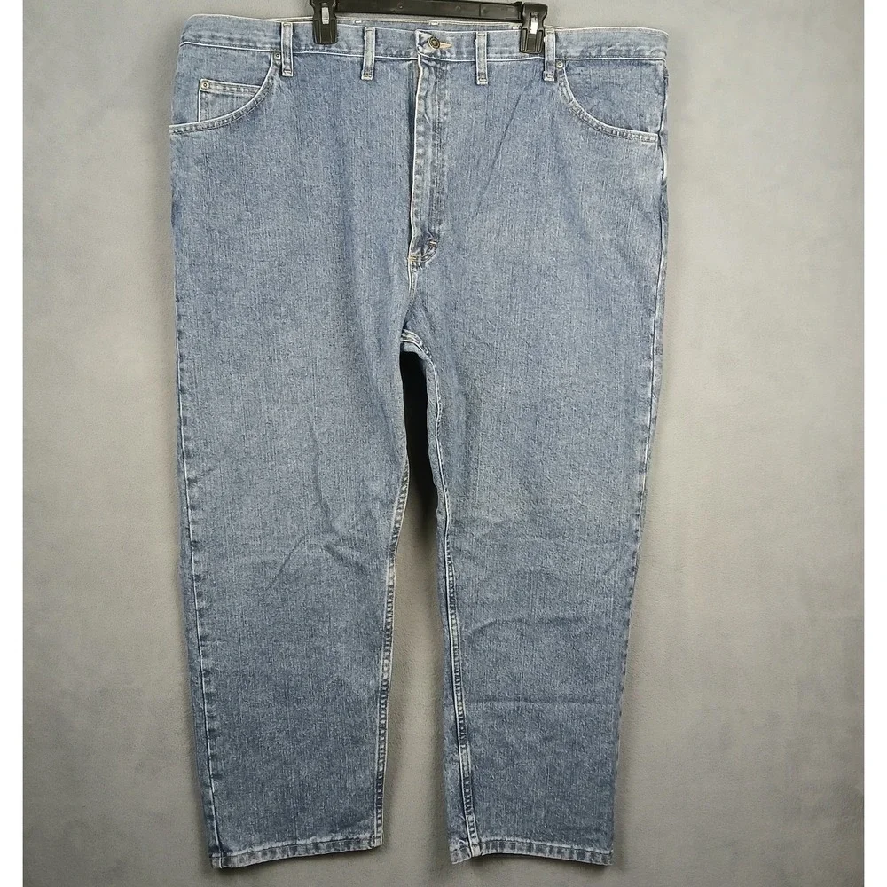 Wrangler Five Star Premium Relaxed Fit Jeans Mens 40x30 Blue Light Wash Denim